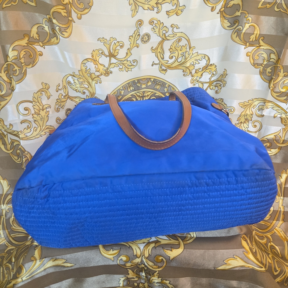 Dooney & Bourke Royal Blue Nylon Tote with Brown Leather Trim - Picture 3 of 9